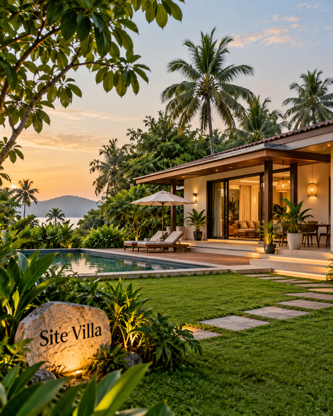 Site Villa Image with Villa and Nature Background